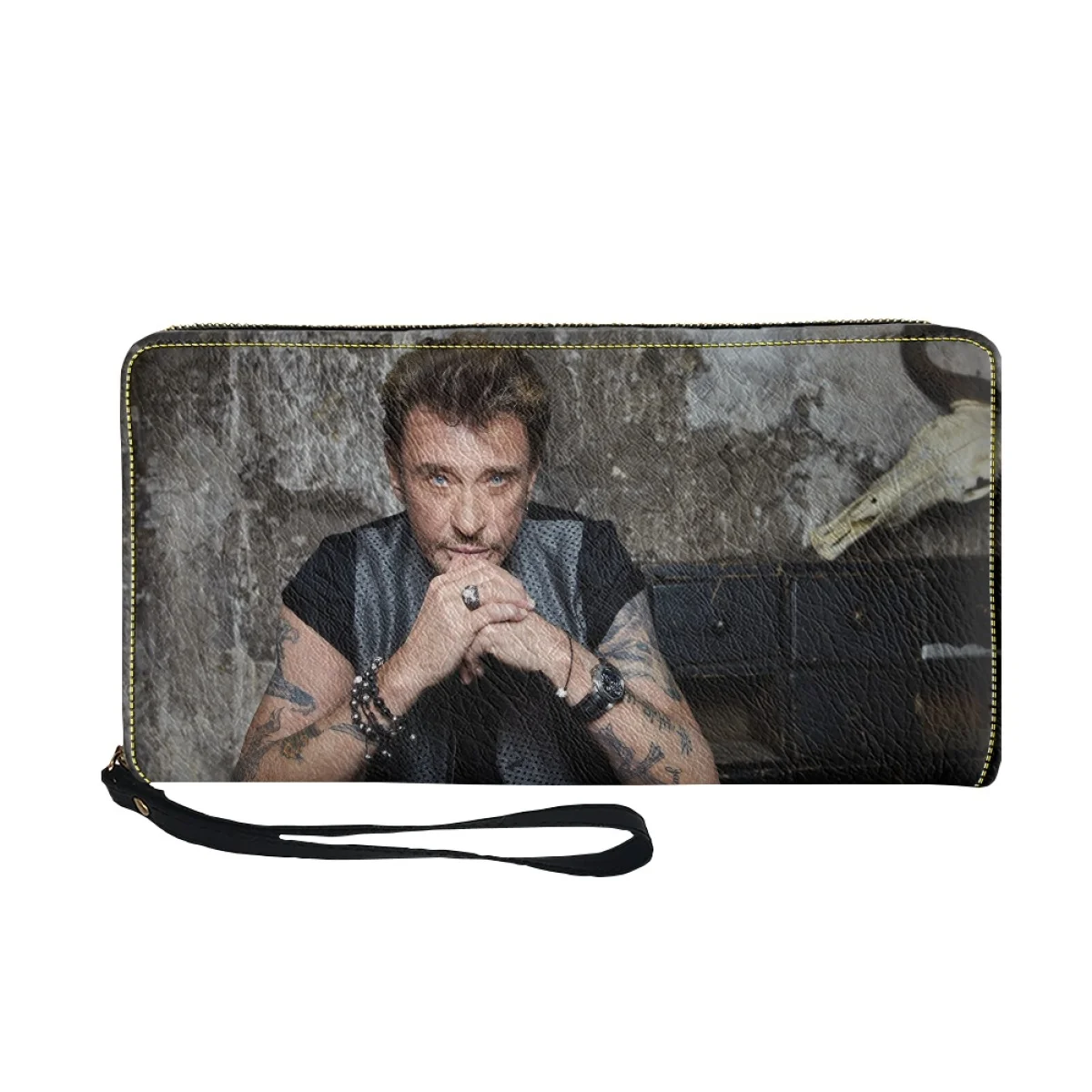 Johnny Halyday Print Custom Fan Gifts Luxury PU Leather Long Zipper Wallets Travel Coin Purses for Women Men Fashion Card Holder