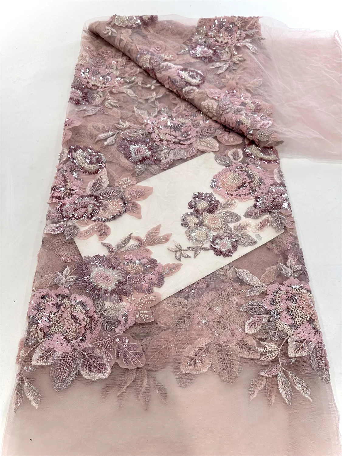 

Luxury African Sequins Lace Fabric 2025 High Quality Lace 5Yards Nigeria Wedding Bridal Embroidery French Heavy For Sewing