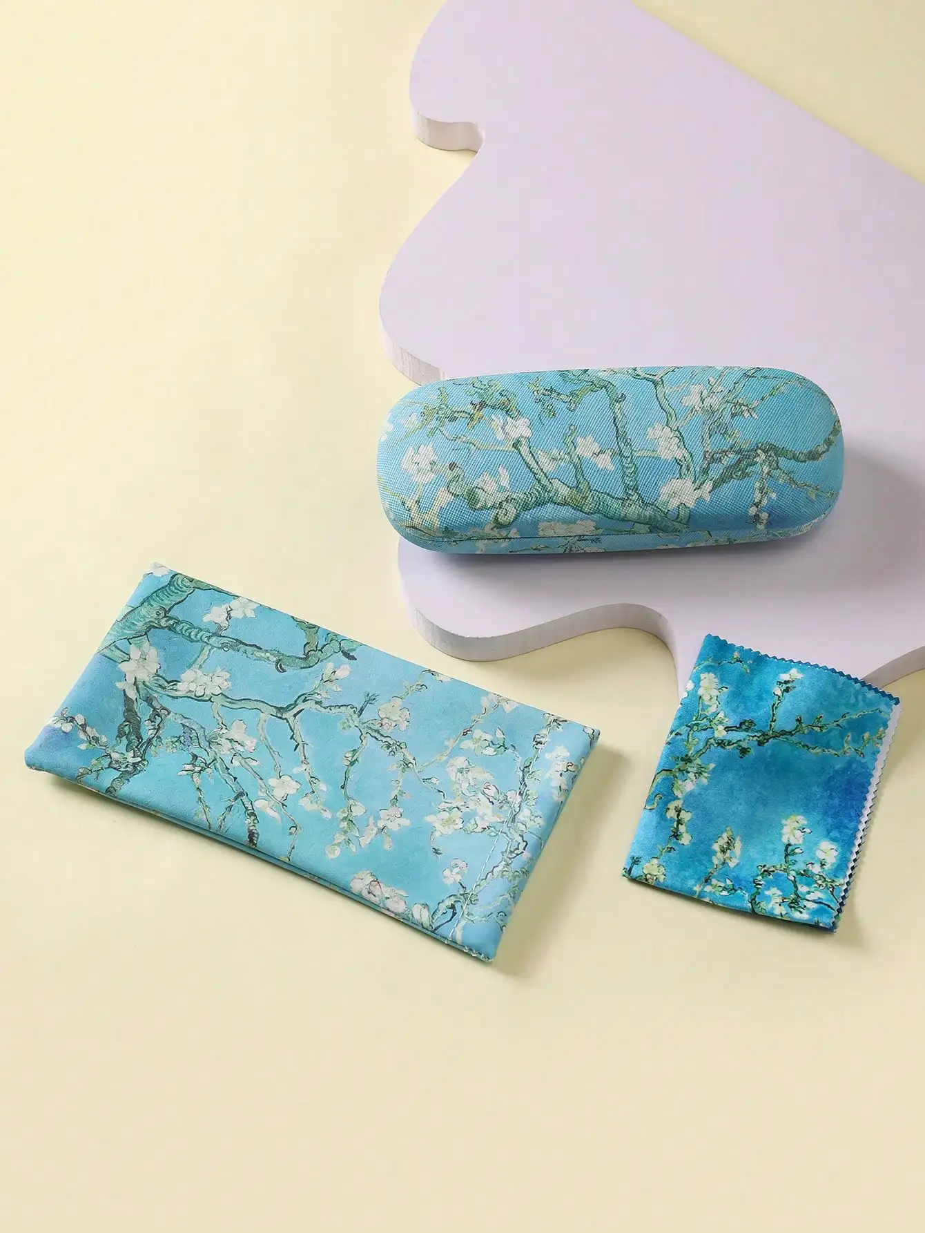 1 قطعة حافظة نظارات ونظارات Pouth Pritednd فنسنت فان جوخ أزهار اللوز الحاضر تنظيف الملابس علبة مشهد خفيفة الوزن #3