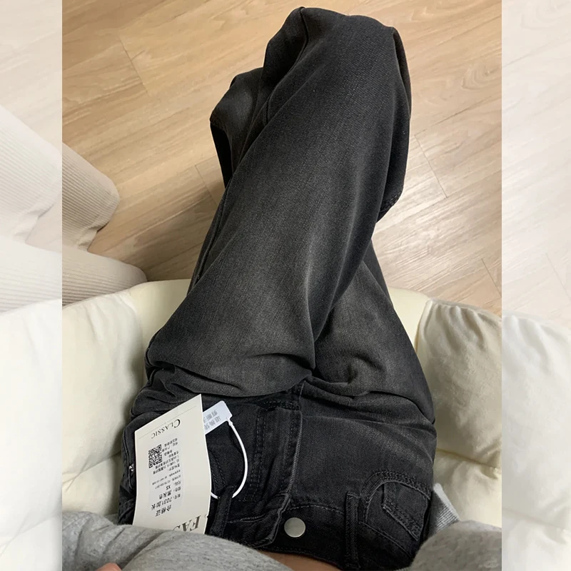 Plus Size High Waist Fce Gefütterte Thi Wide Leg Jeans Damen Winter Warm Straight Cut Bodenlange Hose Vintage Sle