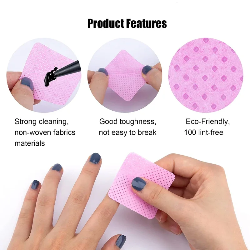 300개/팩 보풀 없는 네일 폴리쉬 리무버 와이프 네일 클리닝 패드 비직조 컬러풀 네일 패드 여성 소녀 뷰티 살롱 도구
