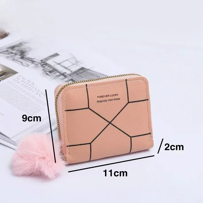 New Women's Wallet Short Simple Card Bag Wallet Summer Zipper PVC Material Card Clip Pendant Daily Collocation Small Wallet