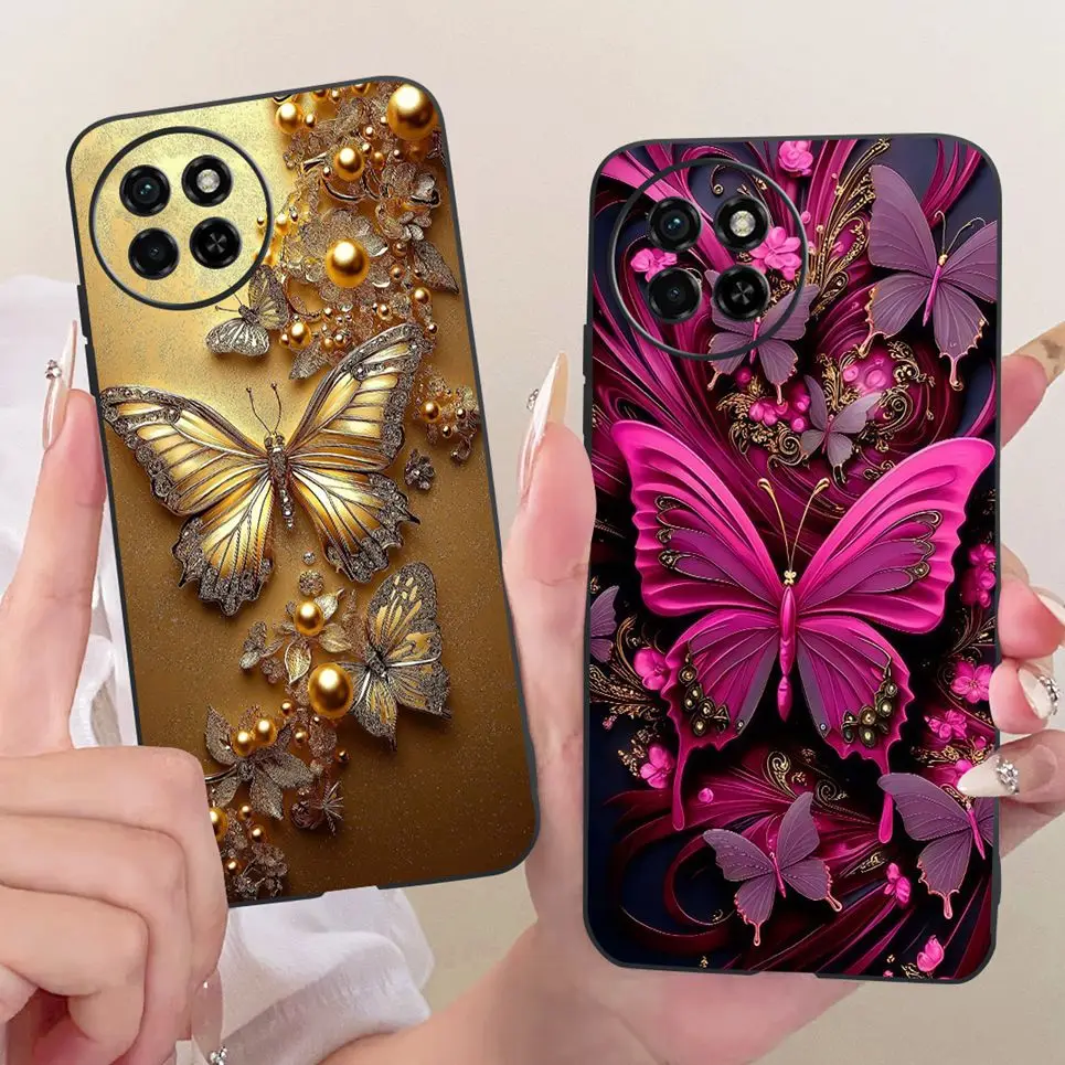 ل Tecno Spark 30 Pro 4G / Spark 30 30C 5G جراب هاتف ملون فراشة زهرة المرأة لينة سيليكون غلاف ماتي الغطاء الخلفي #2