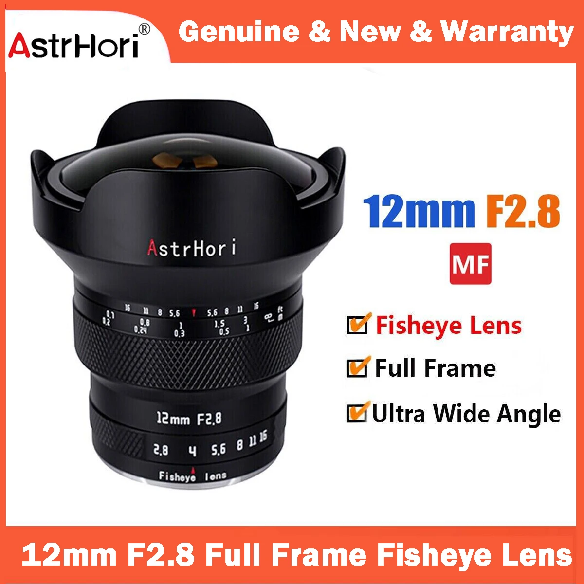 AstrHori 12mm F2.8 Full Frame Manual Fisheye Lens 185° Ultra Wide Angle Lens for Nikon Z Canon RF Leica/Panasonic/Sigma L Sony E