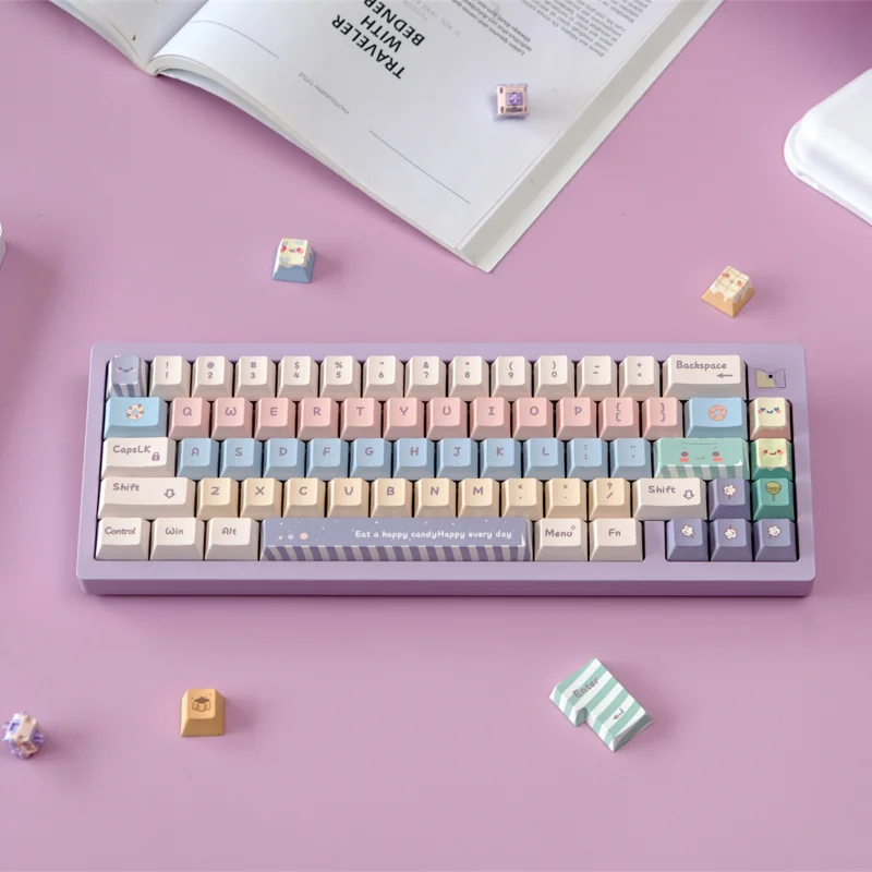 151 Keys Cute Candy Keycaps Cherry Profile Dye-Sub PBT Keycap Lightproof For MX Mechanical Keyboard 2.25U 2.75U Split Space ISO