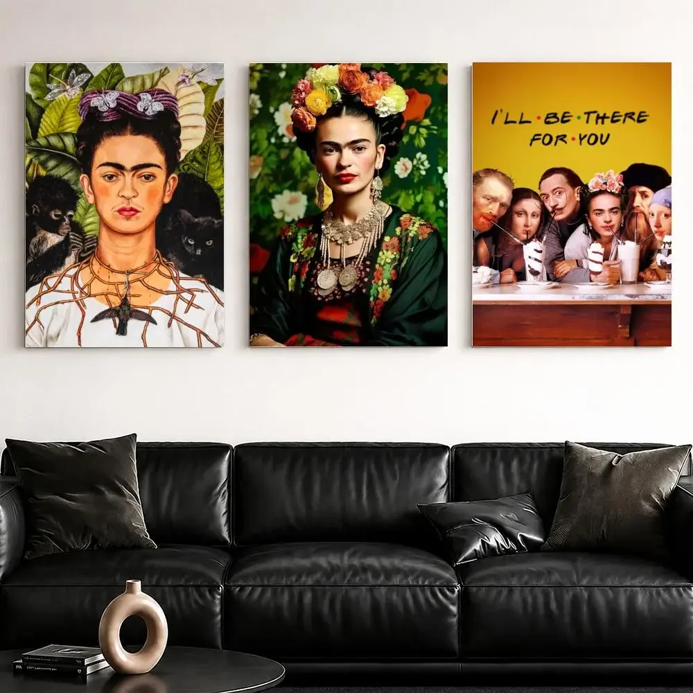 Artists F-Frida Art K-Kahlo Framed Wall Painting Ready to Hang Canvas Wall Art Poster for Bedroom Living Room Home Decor Gift
