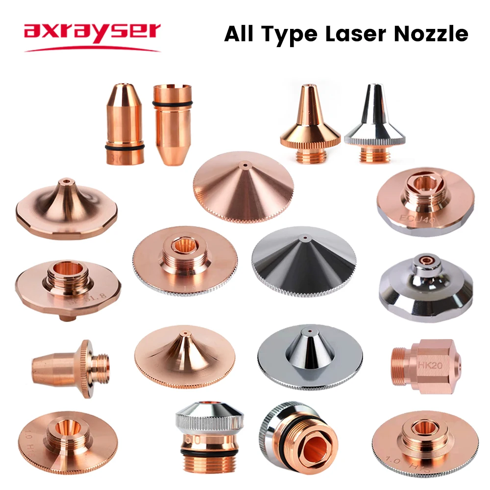 Axrayser 10 sztuk wszystkie typy dysz laserowych pojedyncza podwójna dysza do cięcia włókien dla Raytools Precitec WSX Bodor HANS Head