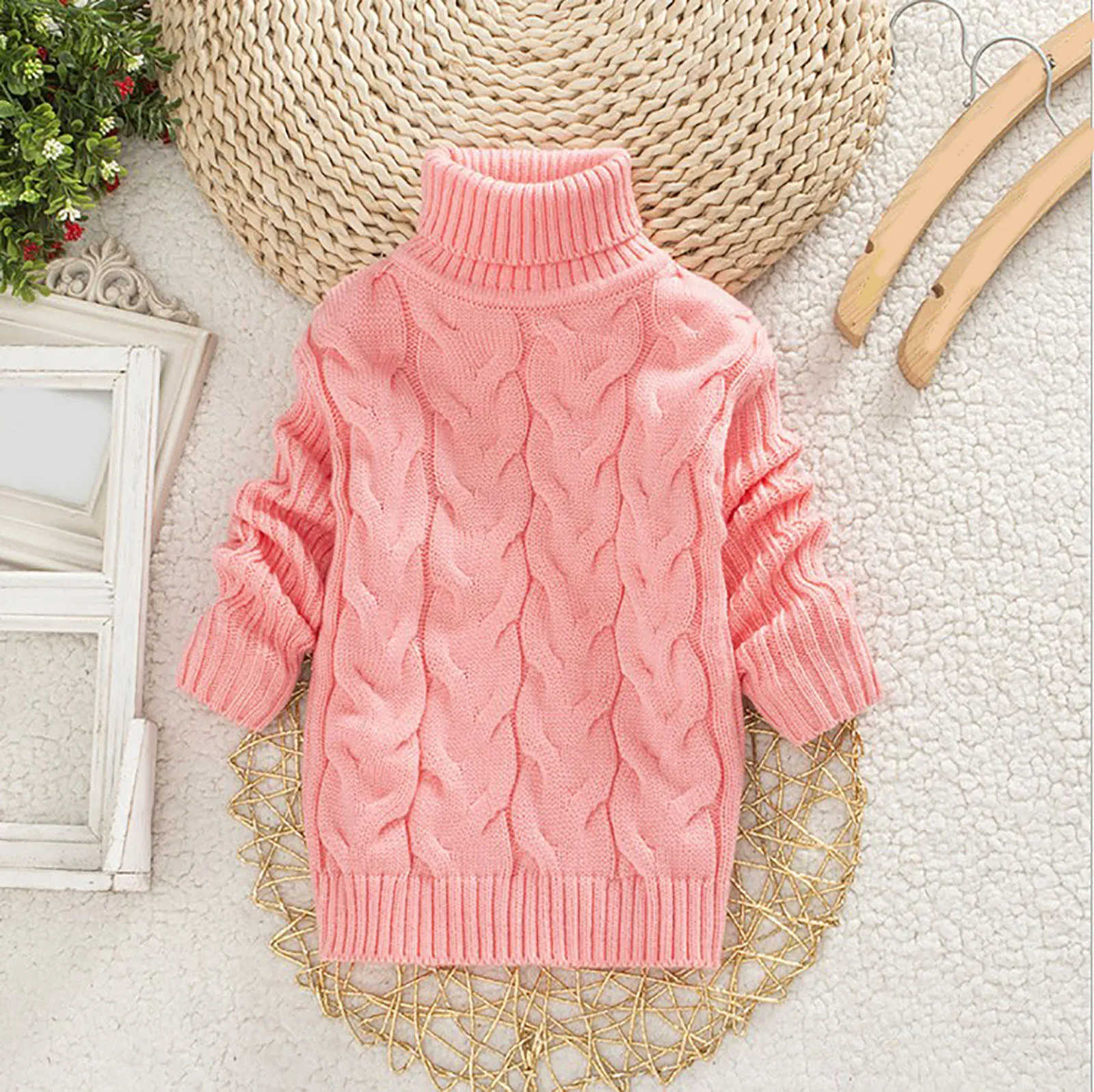 High Necked Knitted Clothing Baby Boys Girls Outfits Children\'s Solid Sweater Autumn Winter White Black Warm Comfortable Sweater