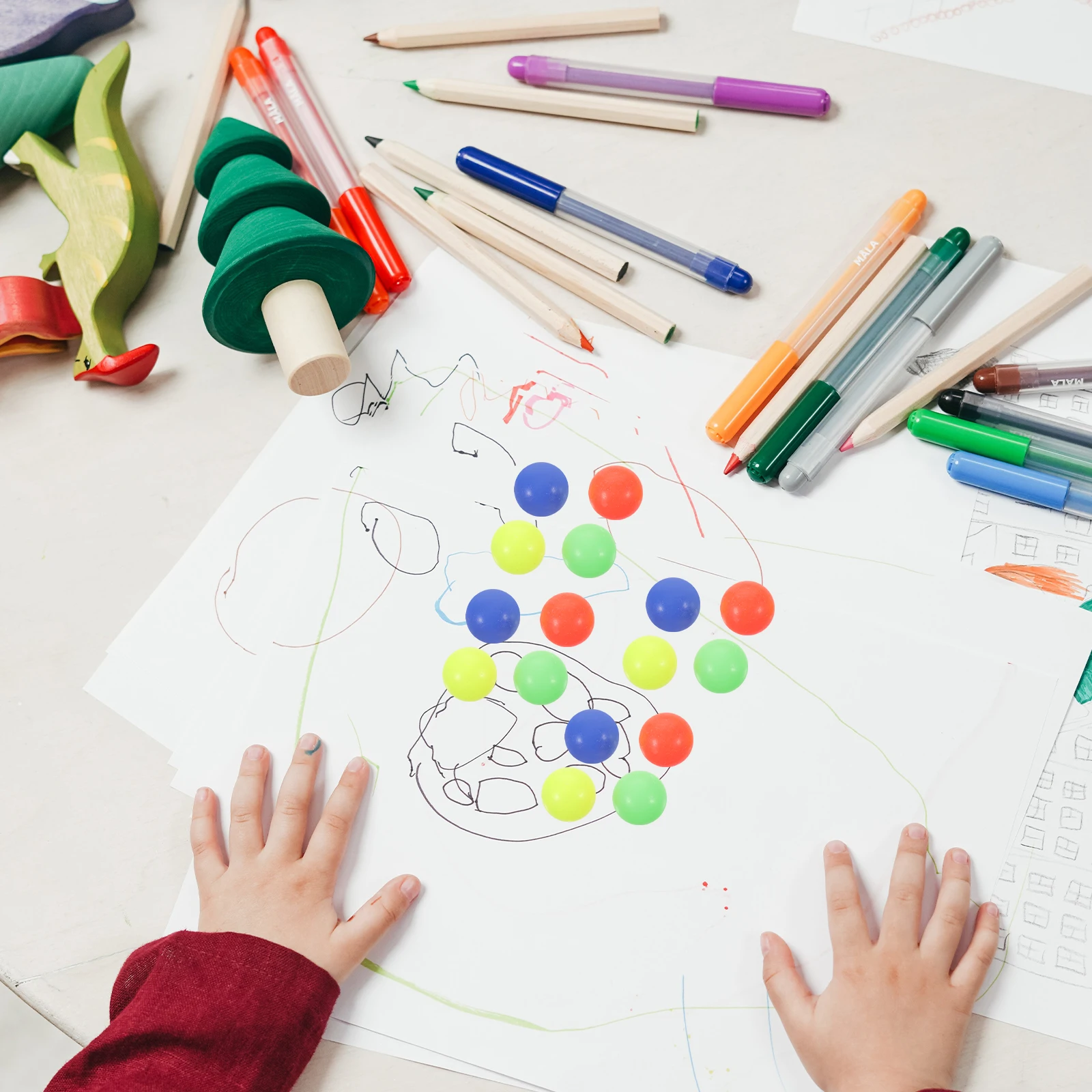 120 pièces balles solides comptage probabilité aides pédagogiques Mini balles colorées pour enfants outils d'apprentissage des mathématiques R om couleurs