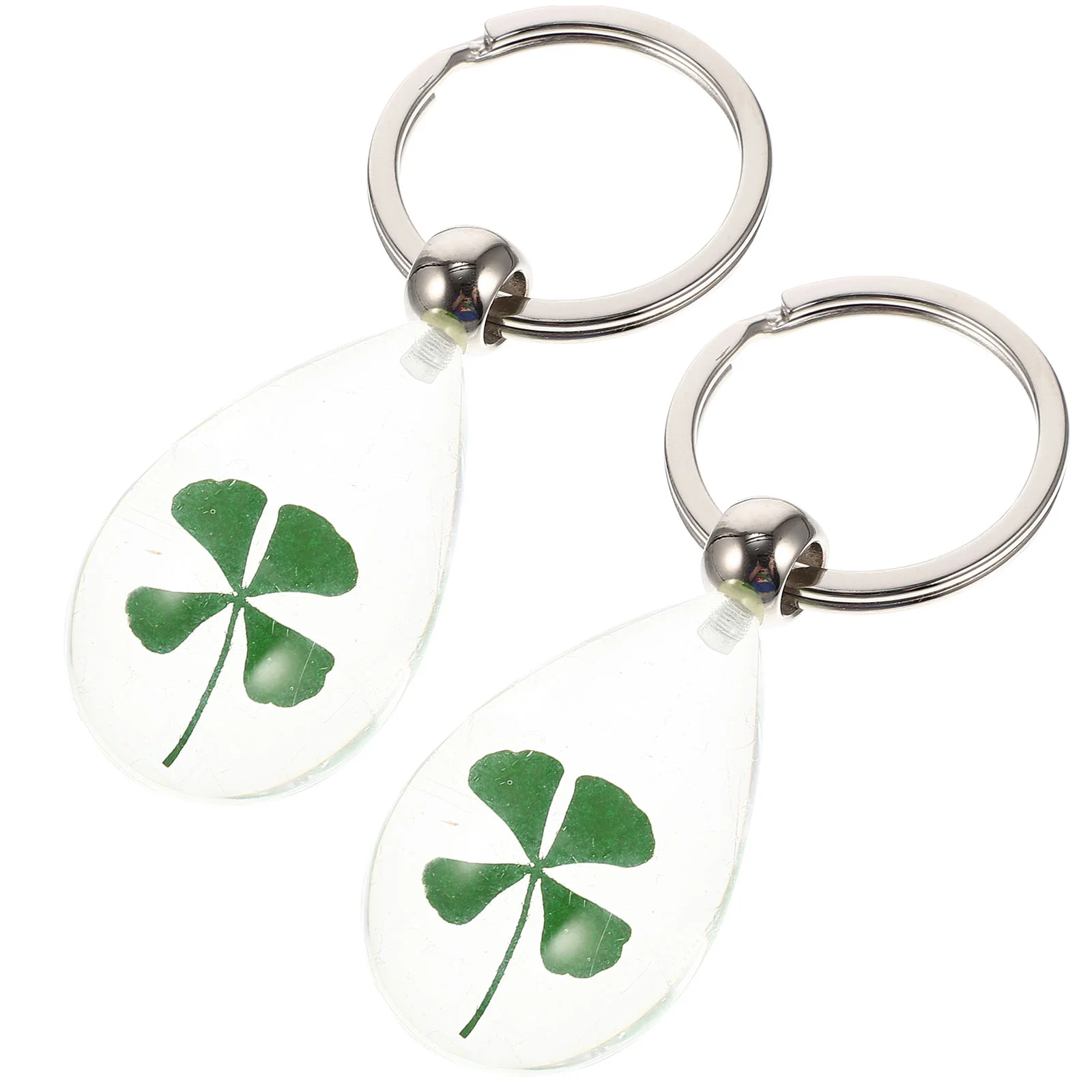 

2Pcs Four Leaf Keychains St Patrick's Day Gifts Resin Lucky Shamrock Keychain Hanging Decor for Bag Phone Car Wallet