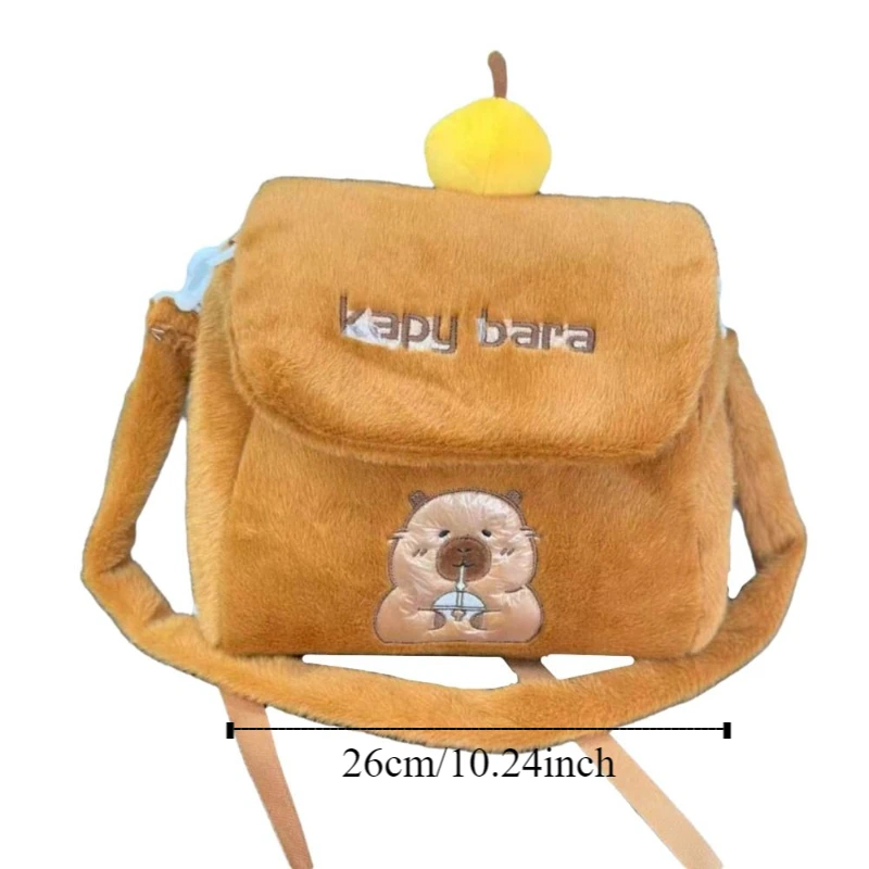 Orange Capybara Plush Backpack Collection Stuffed Shoulders Dual Use Knapsack Large Capacity Fluffy Capibala Anime Shoulder Bag