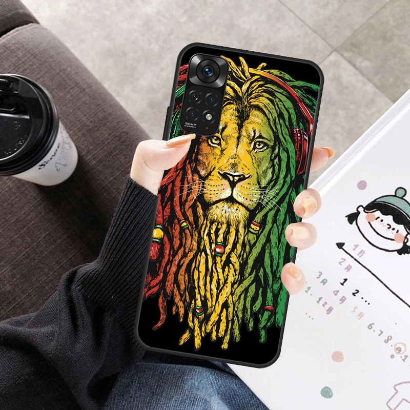 Bob Marley Rasta Lion Case For Xiaomi Redmi Note 11 10 9 8 12 Pro 10S 11S 12S Cover For Redmi 9 10 10A 9C 10C 12C