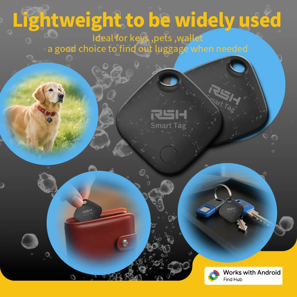 RSH Official Brand 1/ 4PCS GPS Tracker Android Positioning Device Cool Fashion Vehicle locator Pet Tracker via Google's Find Hub