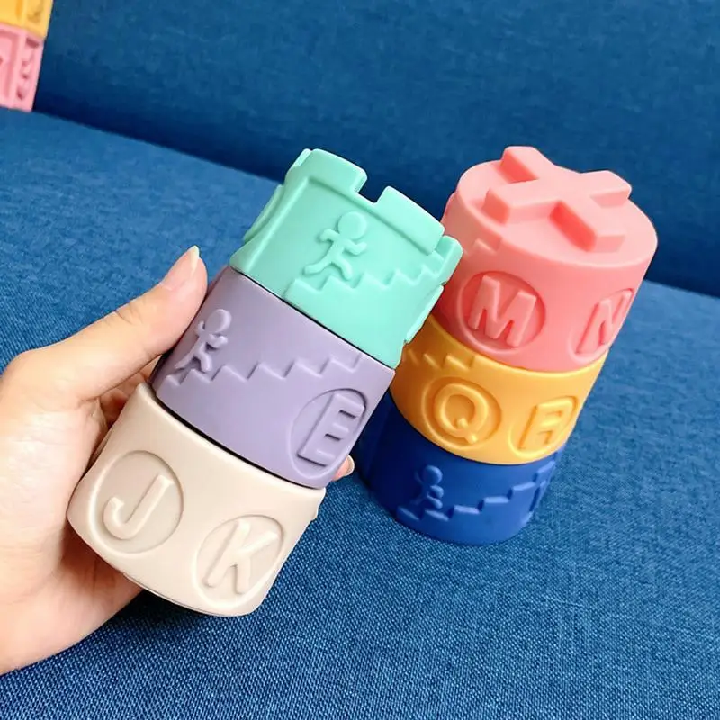 Stacking Rings Toy STEM Building Blocks Bathing Toys Toddler Teether Montessori Toys Fine Motor Skills Learning Games For Boys &