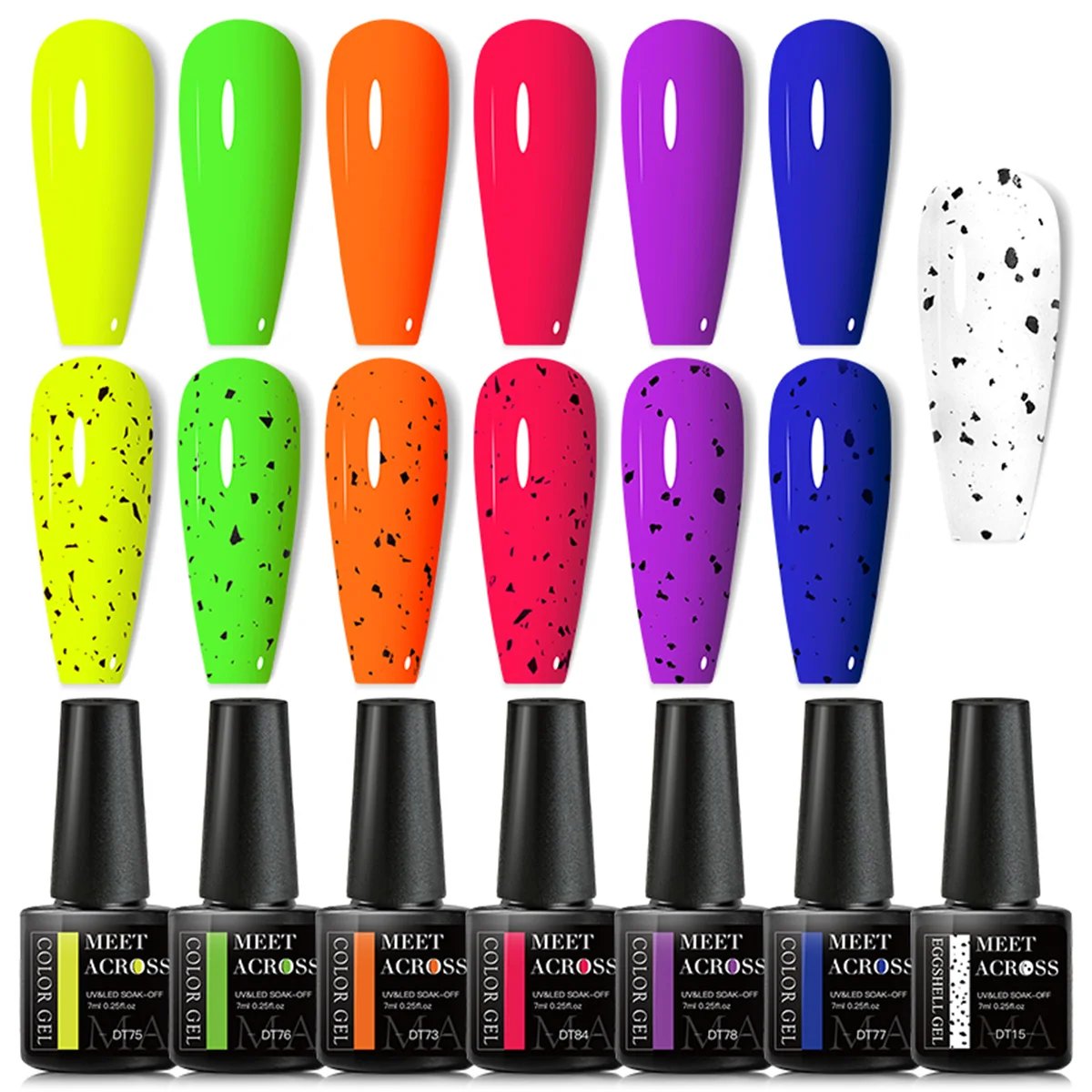 

6Pcs Fluorescent Neon Gel Polish With Eggshell Nail Gel Polish Set Semi Permanent Nail Art Soak Off UV Gel Varnish Nail Supplies