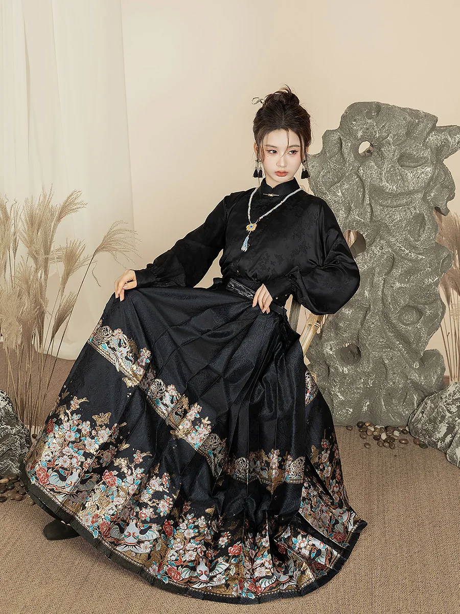 Mamian Qun Skirt High Quality Niche Design Chinese Style Ancient Costume Women's Clothing Hanfu Suit Horse-Face Skirt Shirt Suit