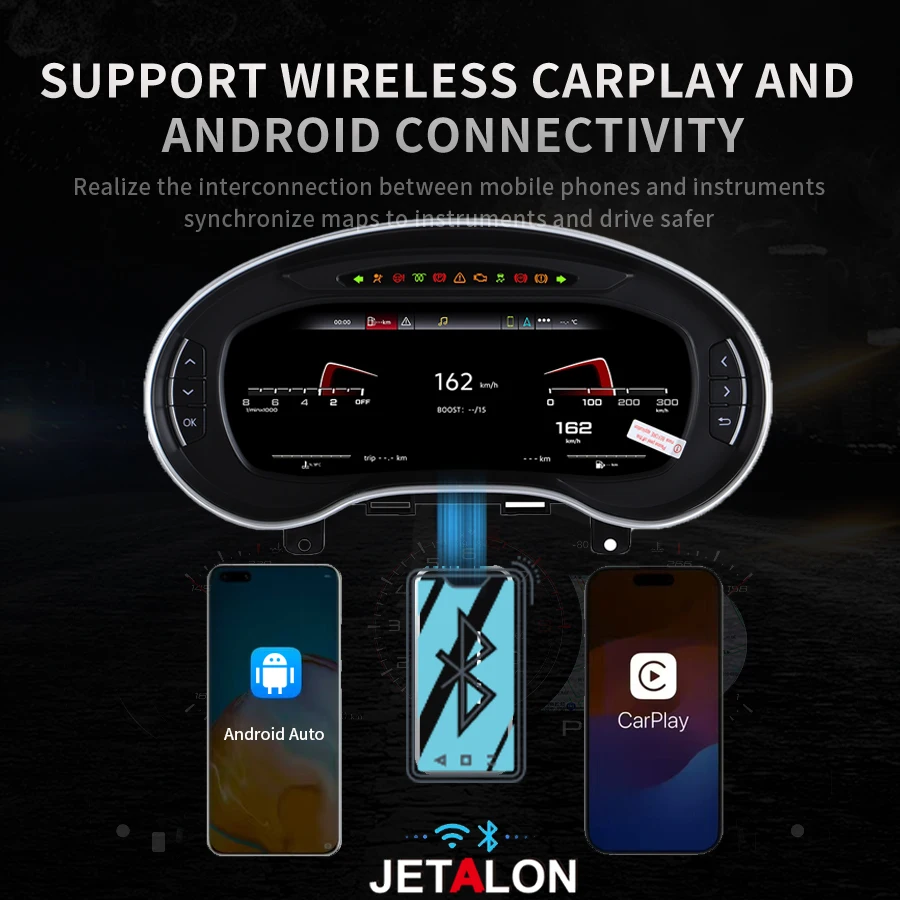 Yes LCD Digital Cluster Dashboard For Audi A3 206 2004-2013 Wireless Carplay 12.3inch Display Panel Virtual Cockpit Speedometer