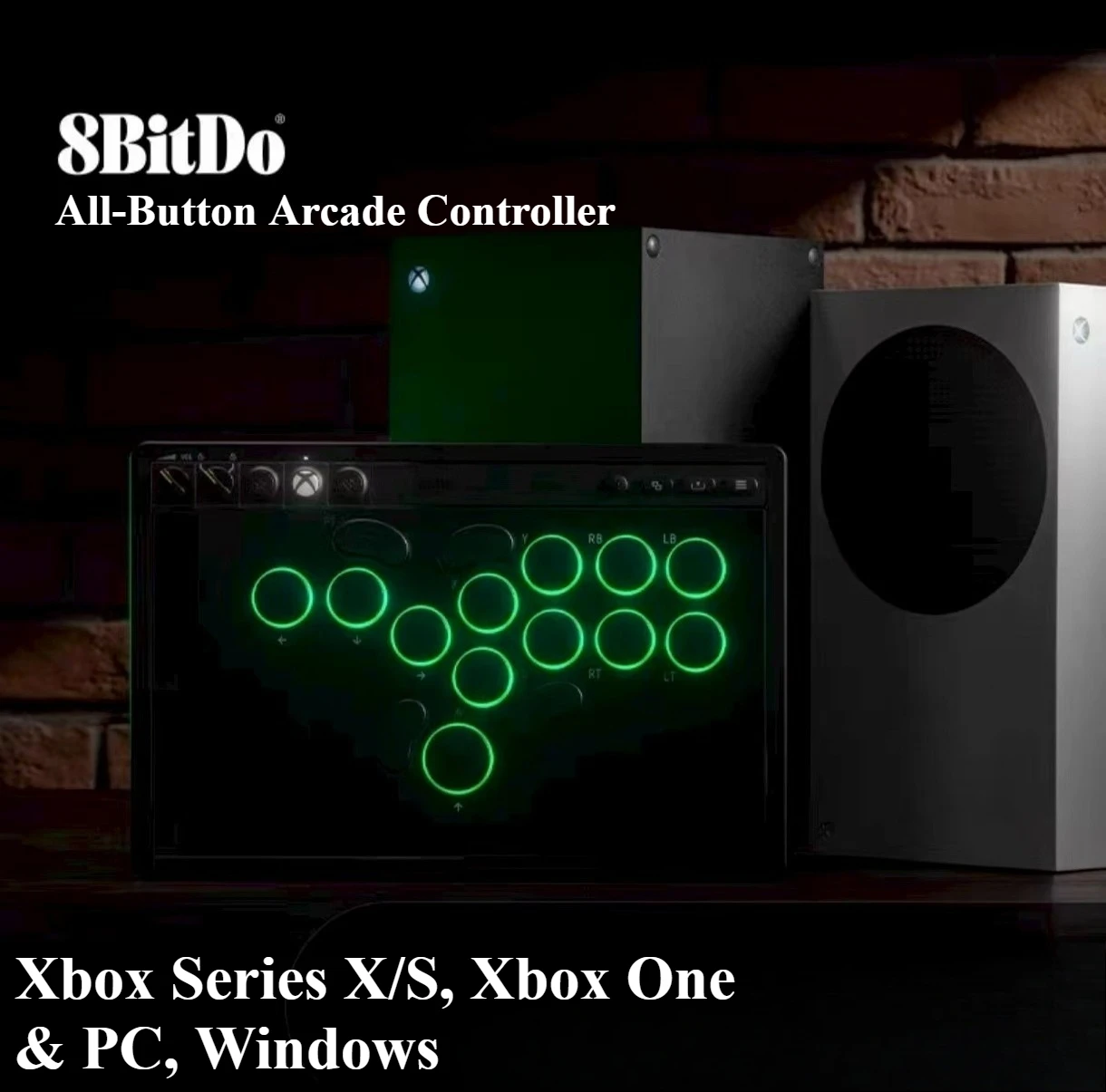 8BitDo All-Button Arcade Controller 2.4G Wireless, Low-profile Mechanical Switches for Xbox Series X/S, Xbox One & PC, Windows