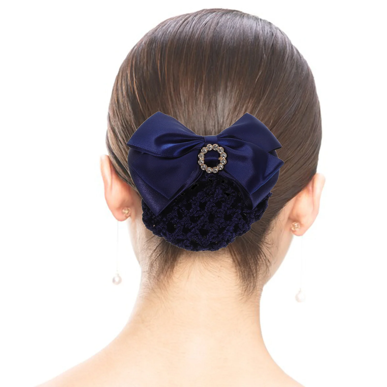 

3pcs Hair Bun Nets Nurse Mesh Women Resin Rhinestone Durable Coarse Lightweight Comfortable Blue Burgundy Black Professional