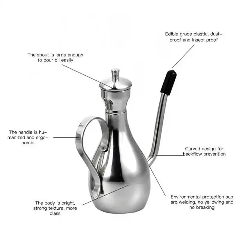 350ml 304 Stainless Steel Oil Dispenser Bottle Home Kitchen Oil Pot Filtering Oil Residue Oil Bottle Home Oil Bottle