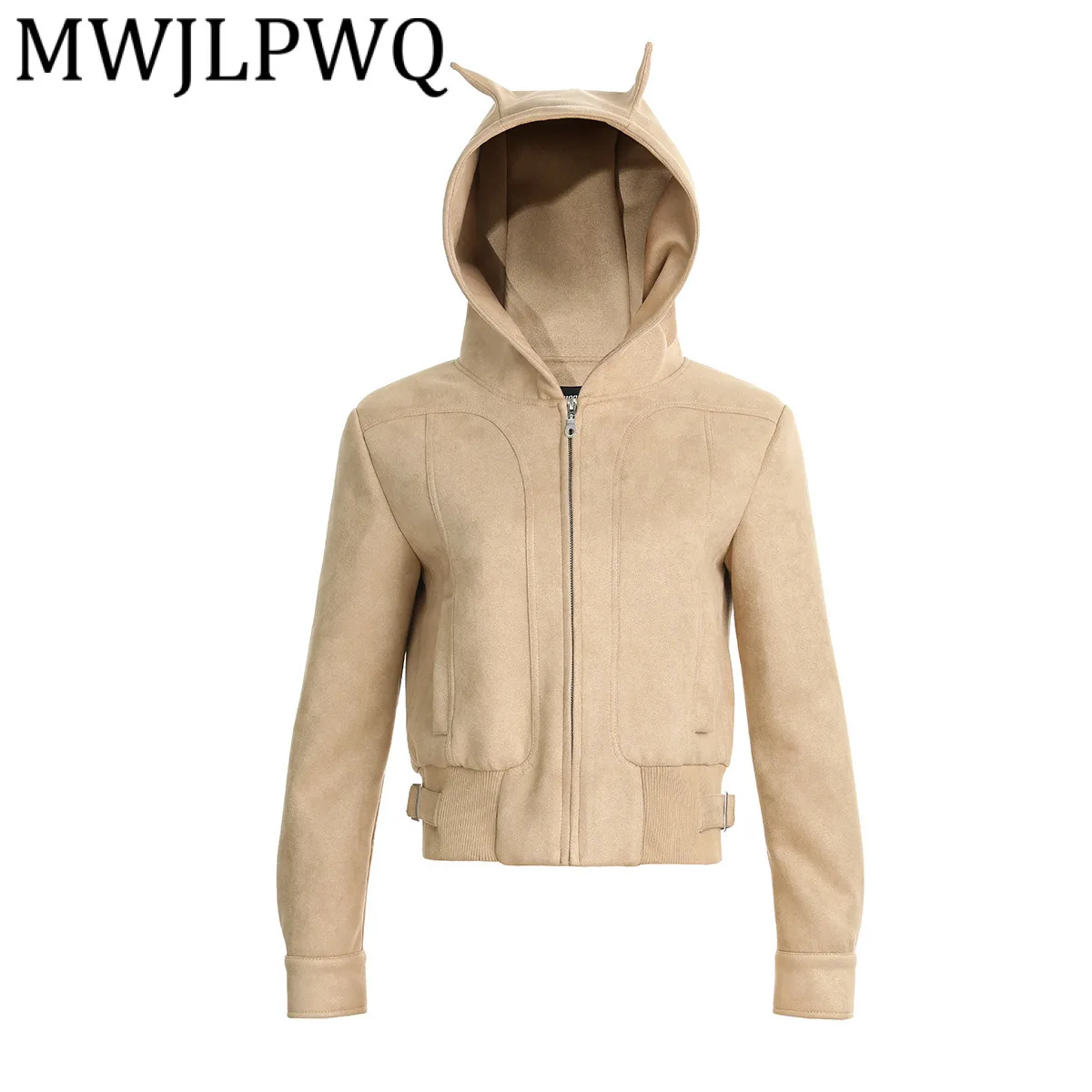 

MWJLPWQ American Style Spliced Hooded Design Jacket Male High Street Trendy Solid Color Short Casual Coat 2025 Autumn New 21203
