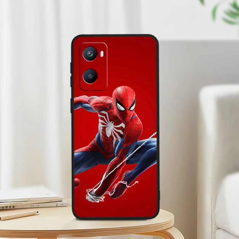 Anime Marvel SpiderMan For OPPO Reno 10 9 8 7 6 5 4 Z SE Pro Plus Lite Soft TPU Shockproof Silicone Black Phone Case