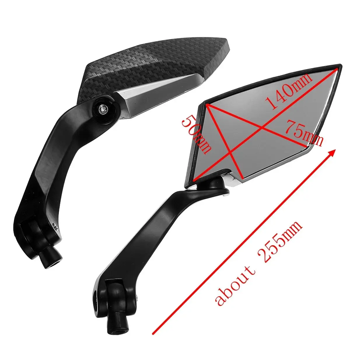 2X Motorcycle Mirror Scooter E-Bike Rearview Mirrors Back Side Mirror 8mm 10mm for Kawasaki ER6F ER6N Z750 Z1000 Z800 Z900