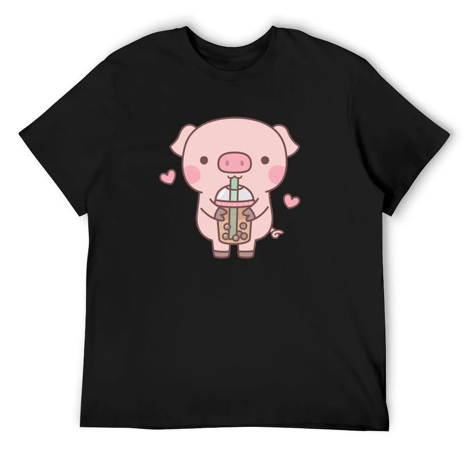 

Cute Little Piggy Loves Boba Tea T-Shirt basketball graphic tees cotton man t-shirts luxury designer mens clothes