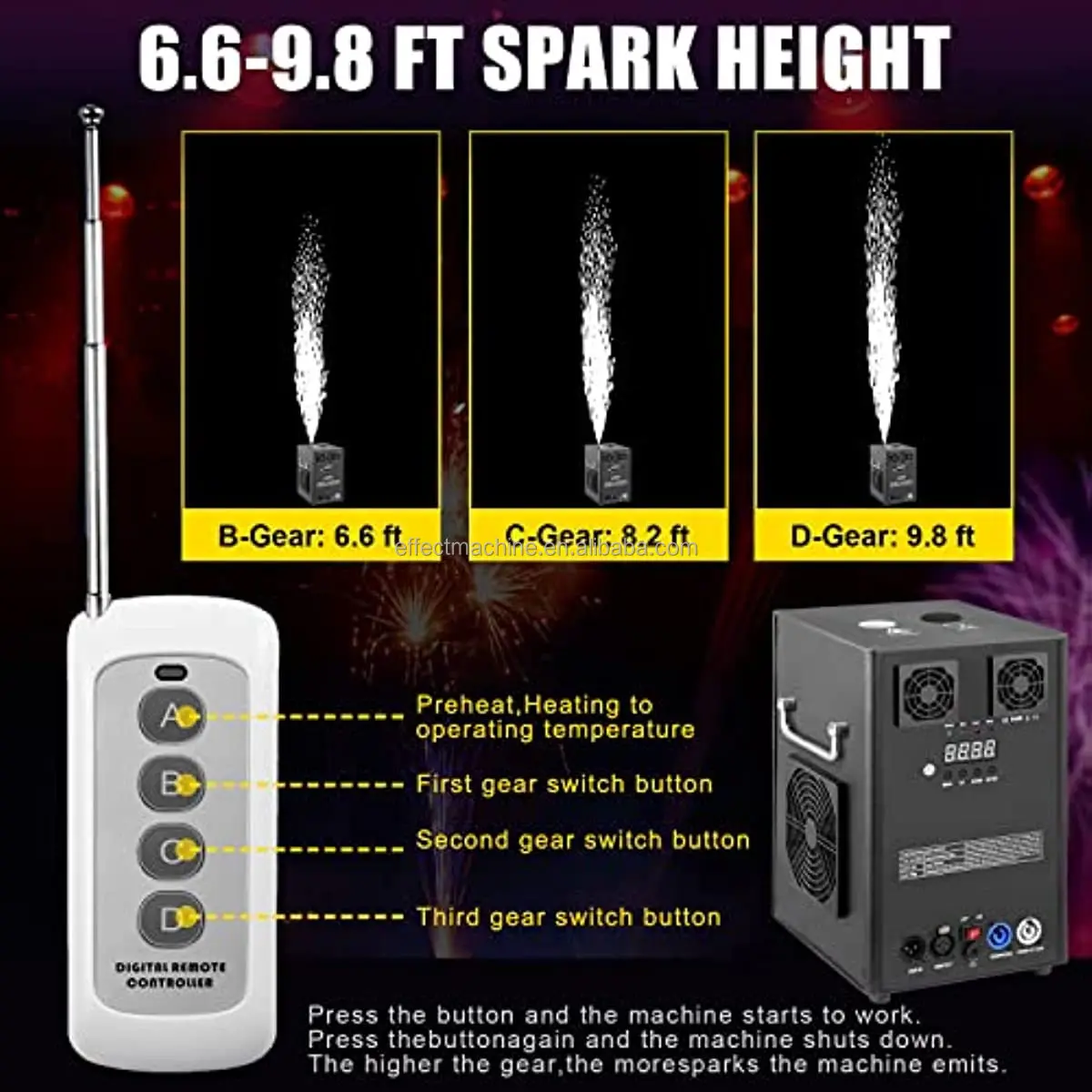 700W Sparkler Machine Wireless Remote Control Fireworks For Wedding  Large Power Cold Spark Machine