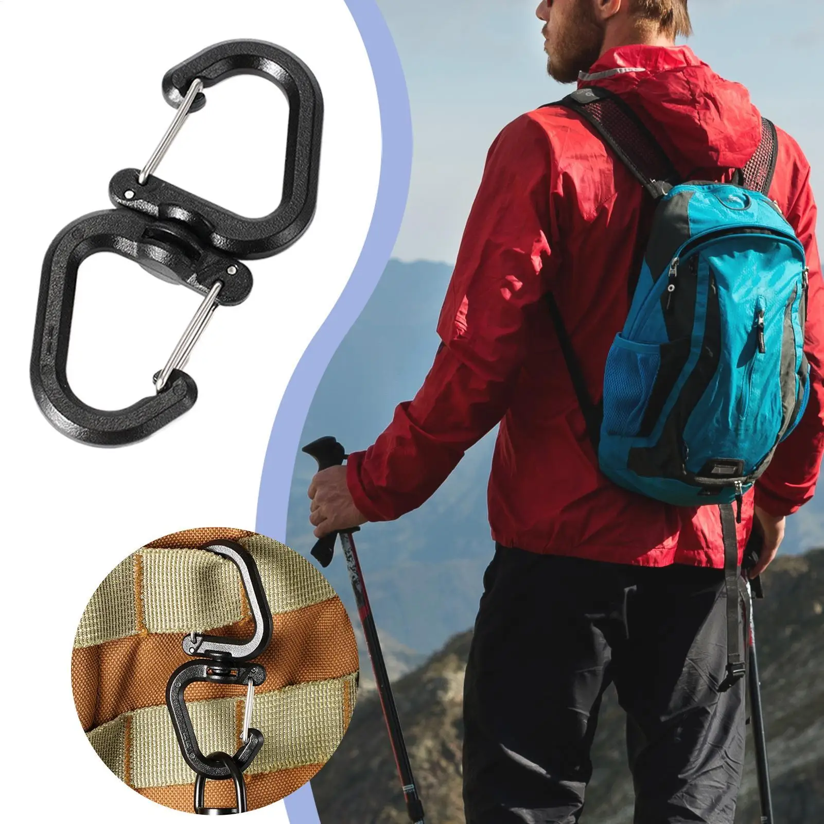 Double Clip 360 Degree Swivel Carabiner Outdoor Hook Clip Multi-Use Outdoor S Chain Hooks Portable Backpack Locking Hooks camp