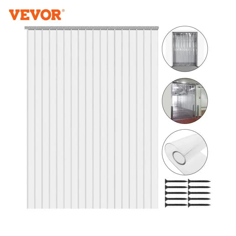 VEVOR 2.1m * 150mm * 2mm kit di tende a strisce di plastica in PVC trasparente con ottimo effetto isolante per la casa industriale della porta facilmente installabile