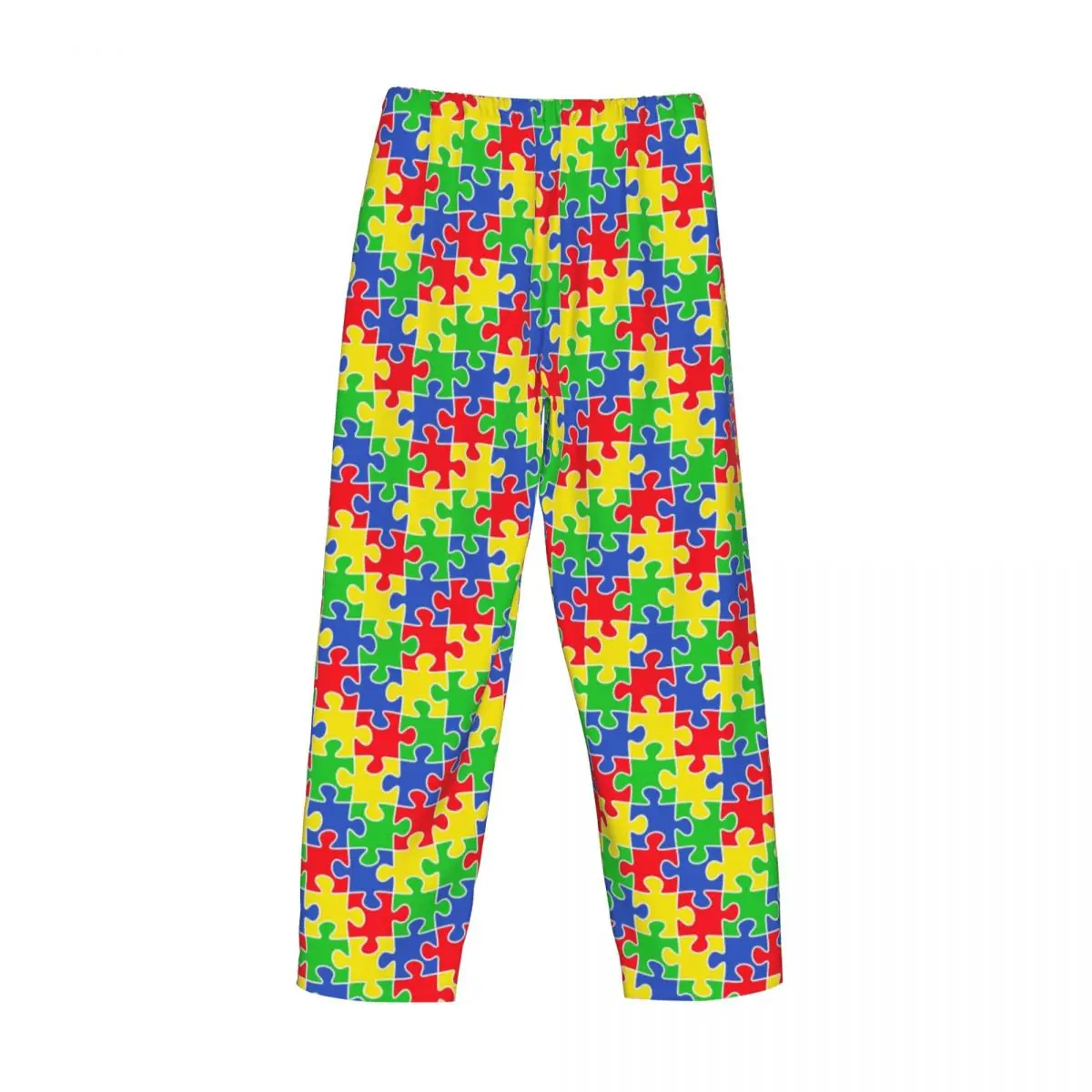 Benutzer definierte bunte Puzzleteile Autismus Bewusstsein Pyjama hose Männer Lounge Schlaf Kordel zug Nachtwäsche Hosen mit Taschen