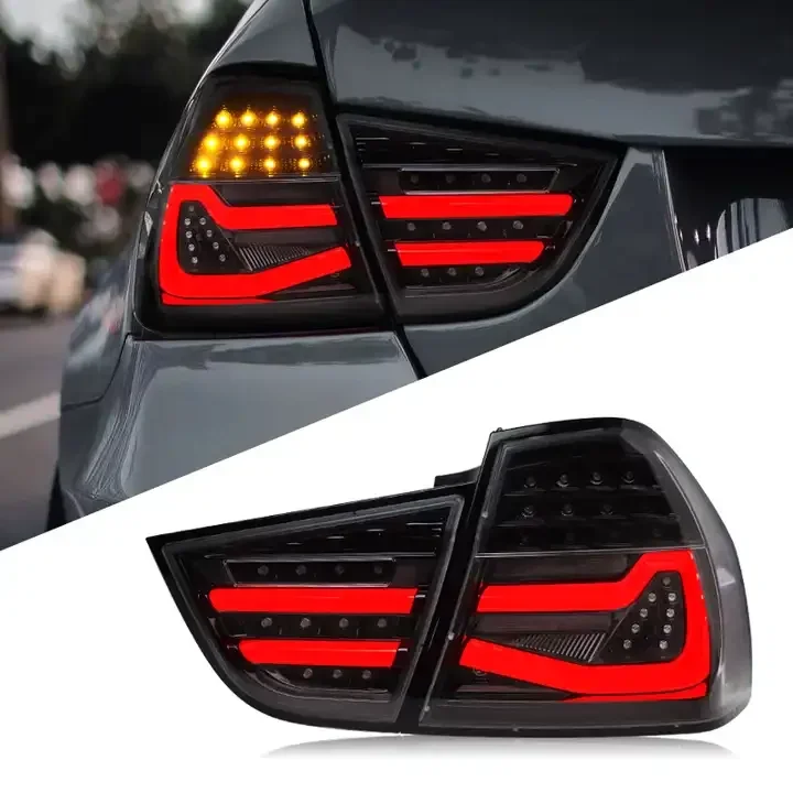 For BMW E90 3 Series 320i 323i 325 330 335 Light Emitting Diode Taillight 2009-2012 Transparent Cover Black Case JY