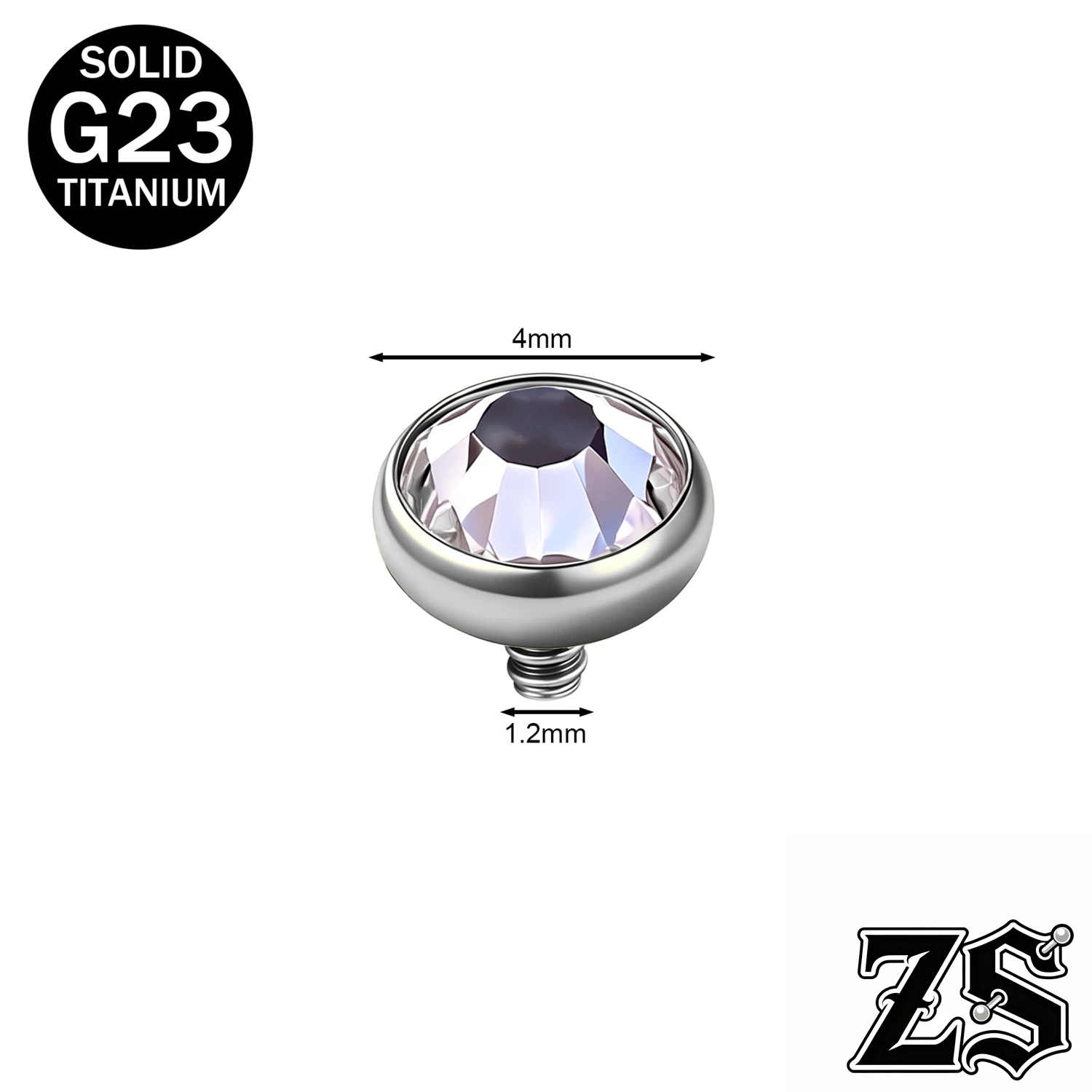 Titanium Dermal Anchor Tops, Zircon Micro Piercing