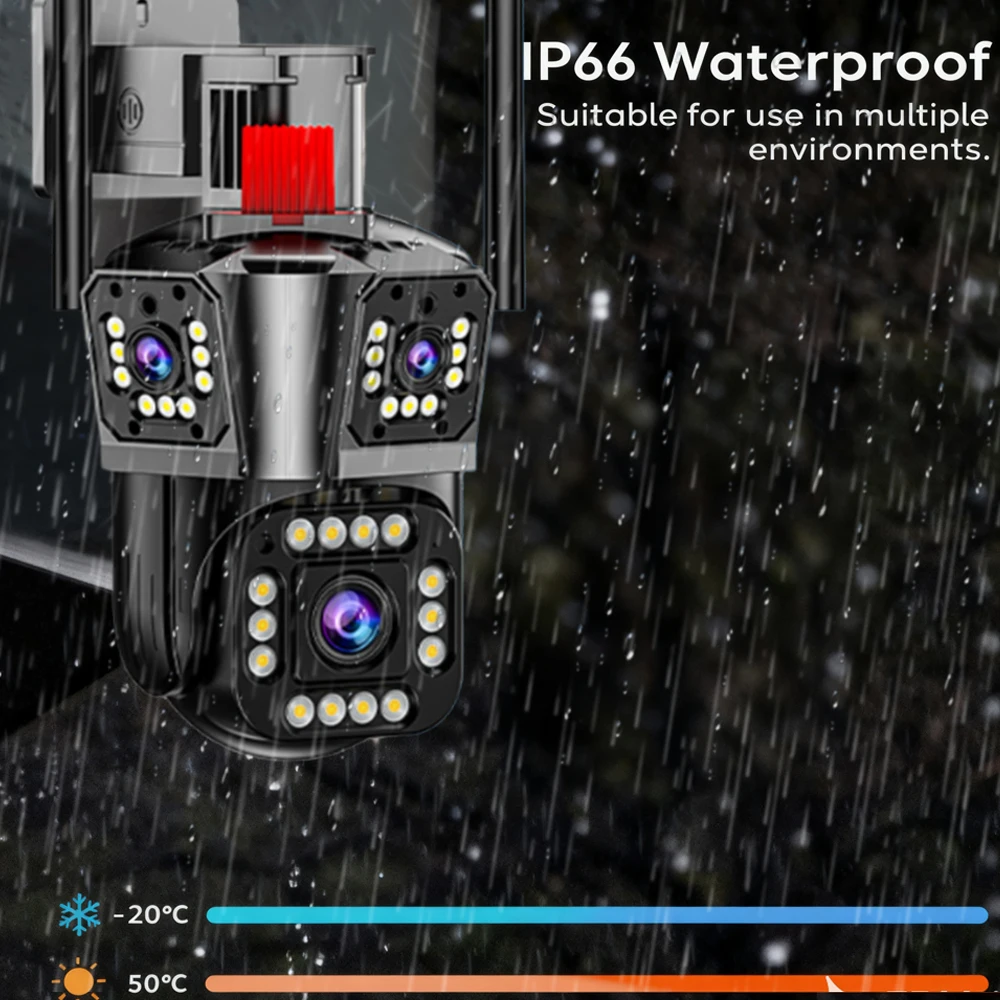 12MP IP كاميرا الأمن في الهواء الطلق ثلاثة عدسات للرؤية الليلية اللاسلكية CCTV مراقبة CMOS الاستشعار سحابة البيانات PTZ كاميرا الأمن #6