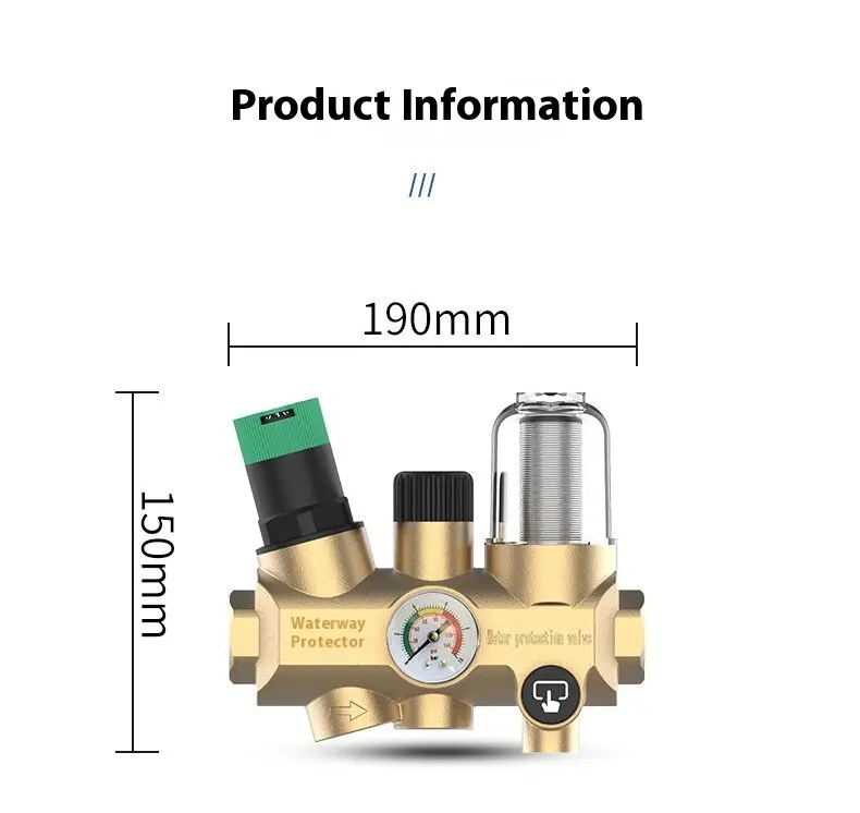 Automatic Backwash Water Pre-filter Stainless Steel Mesh Pressure Reducing Filter Stabilizes Water Flow1/2inch