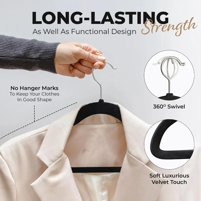 Design - Standard CoatAuthentic.200 Pack Velvet Hanger for Slim Space Saving  Hangerb Shirt Pants Dresses Skirts Suits Jackets