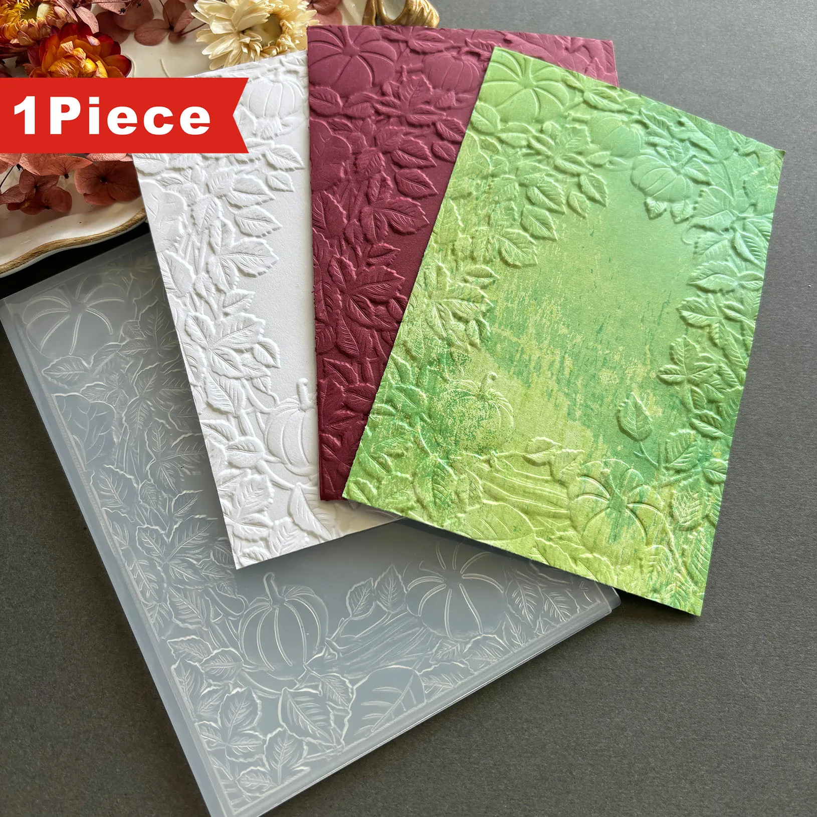 3D-Reliefmappe, Kürbisreben-Design, transparenter Kunststoff, Halloween-Thema, geeignet für DIY-Sammelalbum, Kartenherstellung und Papier