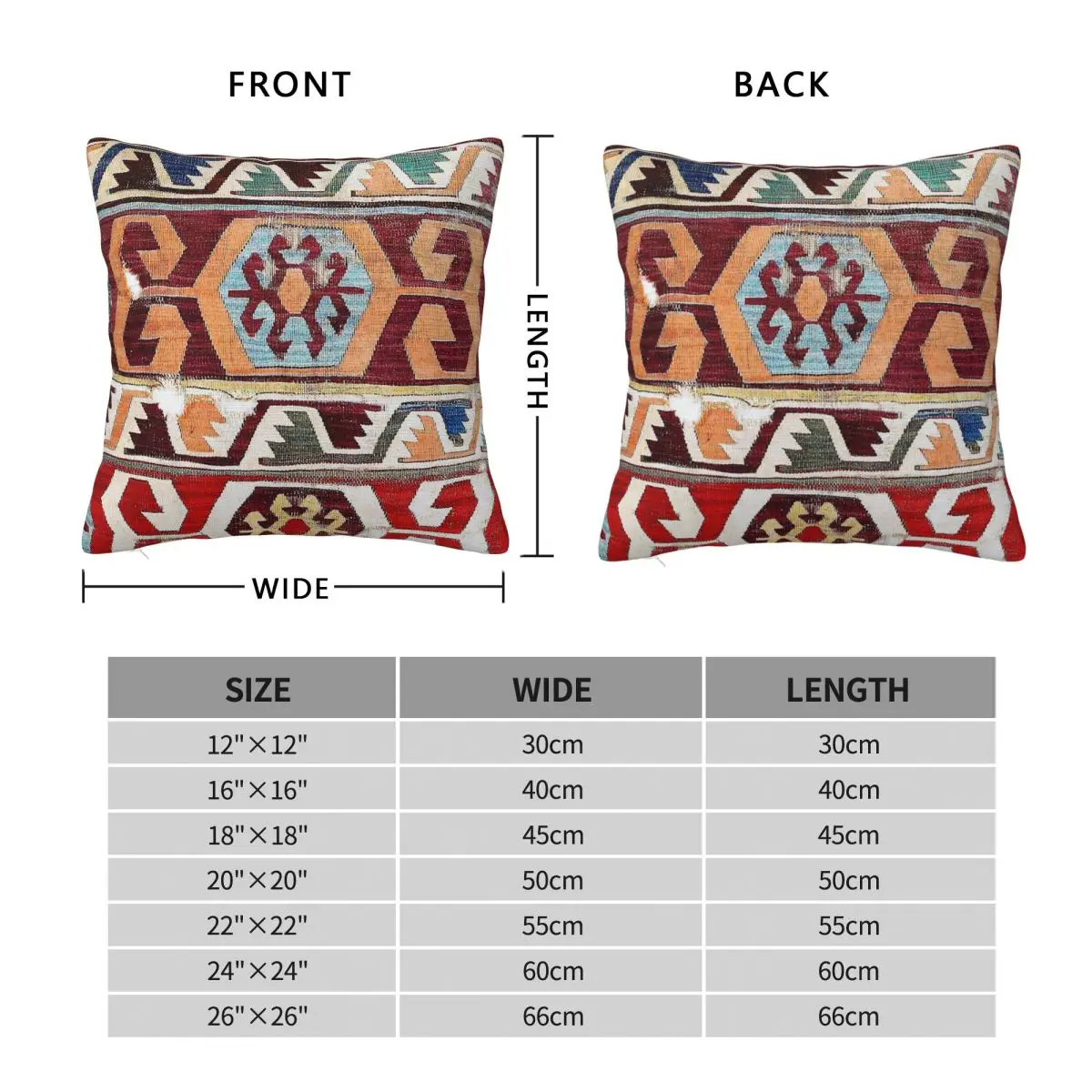 Konya Central Anatolian Kilim Pillowcase Polyester Linen Velvet Pattern Zip Decor Pillow Case Sofa Cushion Cover 45x45