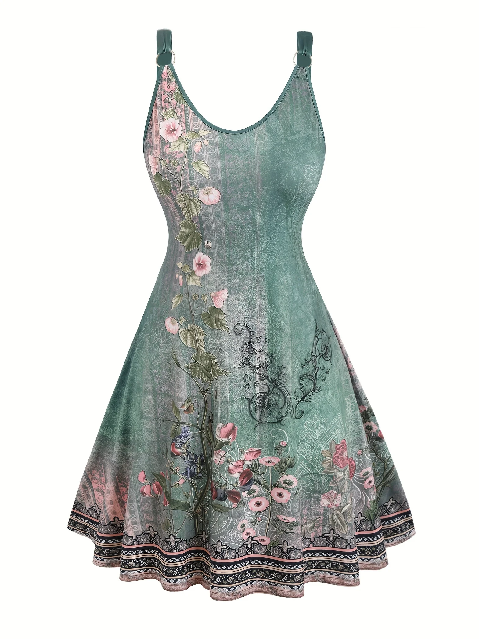 Elegantes und stilvolles Neckholder-Kleid mit Blumenmuster für die Sommerkollektion in Übergröße in europäischer und amerikanischer Mode