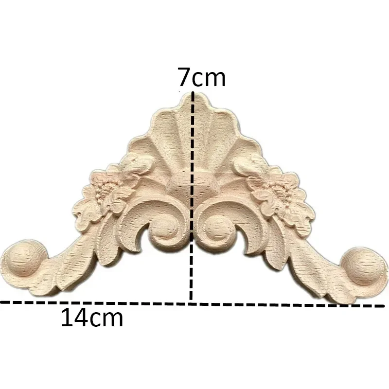 14cm Wood Carved Decal Corner Onlay Applique Vintage Unpainted Frame for Home Furniture Wall Cabinet Door Decor Crafts