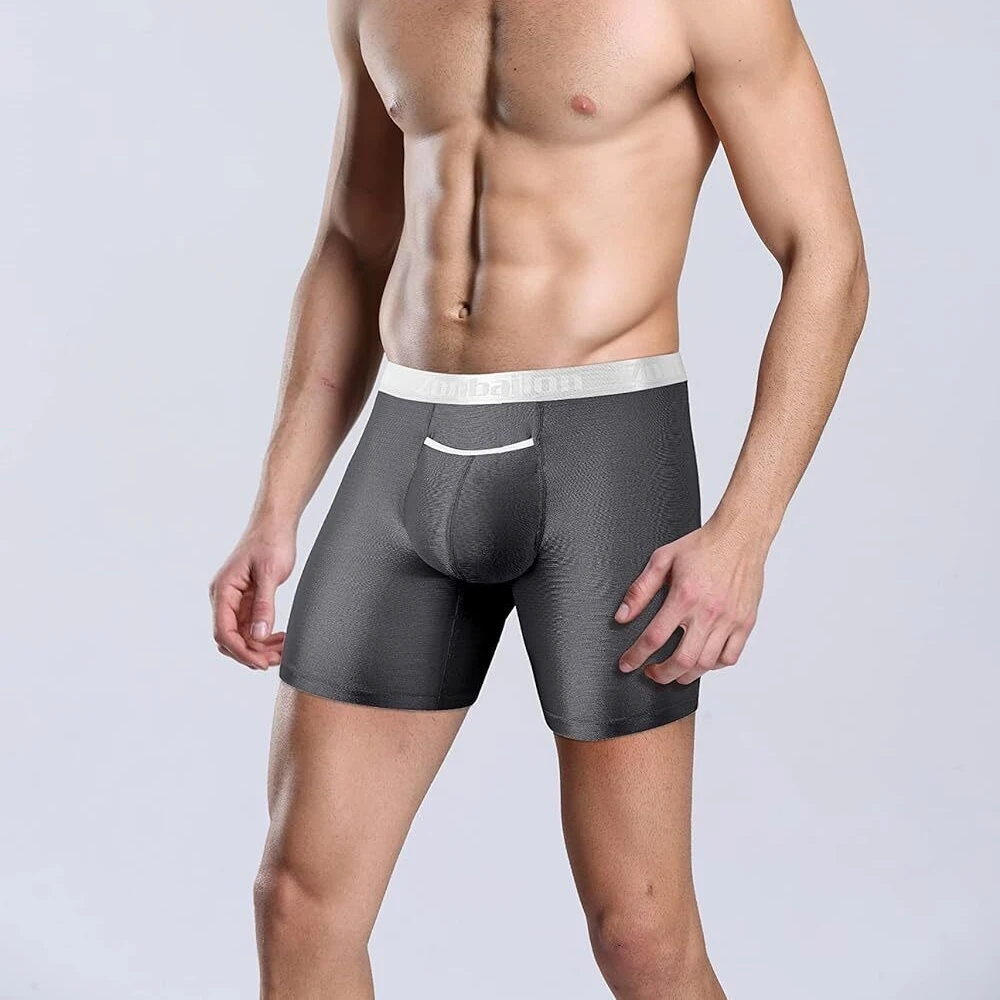 

ZONBAILON Men's Panties Long Leg Nylon Breathable Open Fly Boxers No Ride Up With Flex Waistband Boxer Briefs