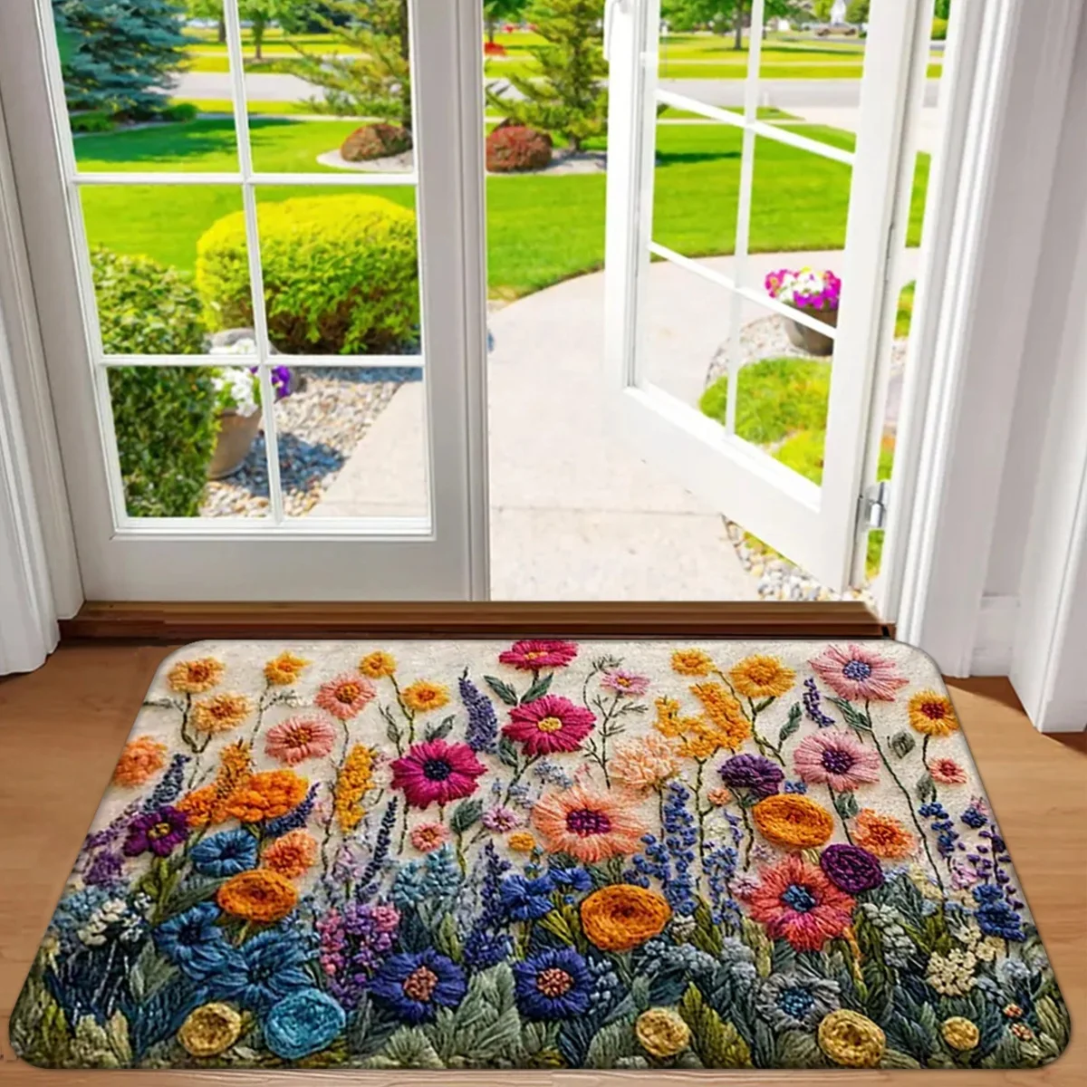 

1pc Floral Pattern Doormat, Lightweight, with For Entryway, Living Room, Bedroom, Bathroom, Kitchen, Laundry Room