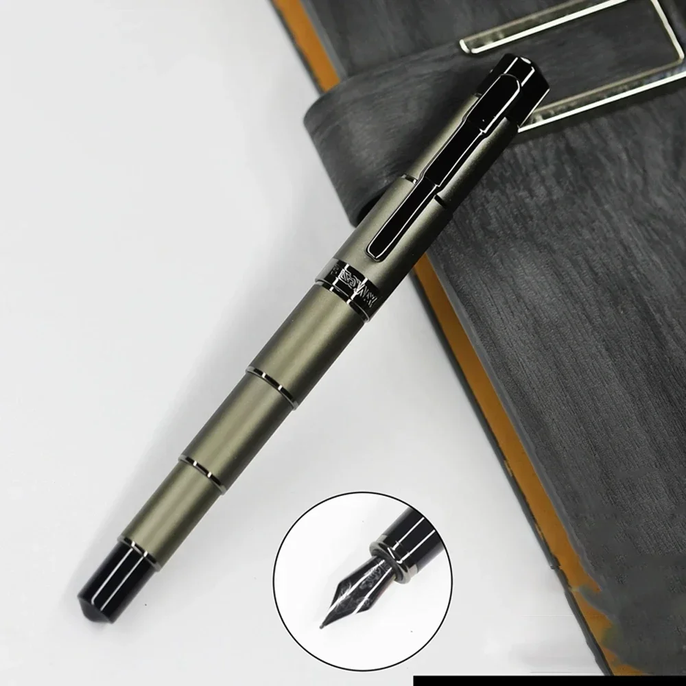 New for YANGZIE 700 Fountian Pen Metal Bamboo Shape Writing Ink Pen for Practicing 0.7mm Bent Nib Business Office Supplies image 3