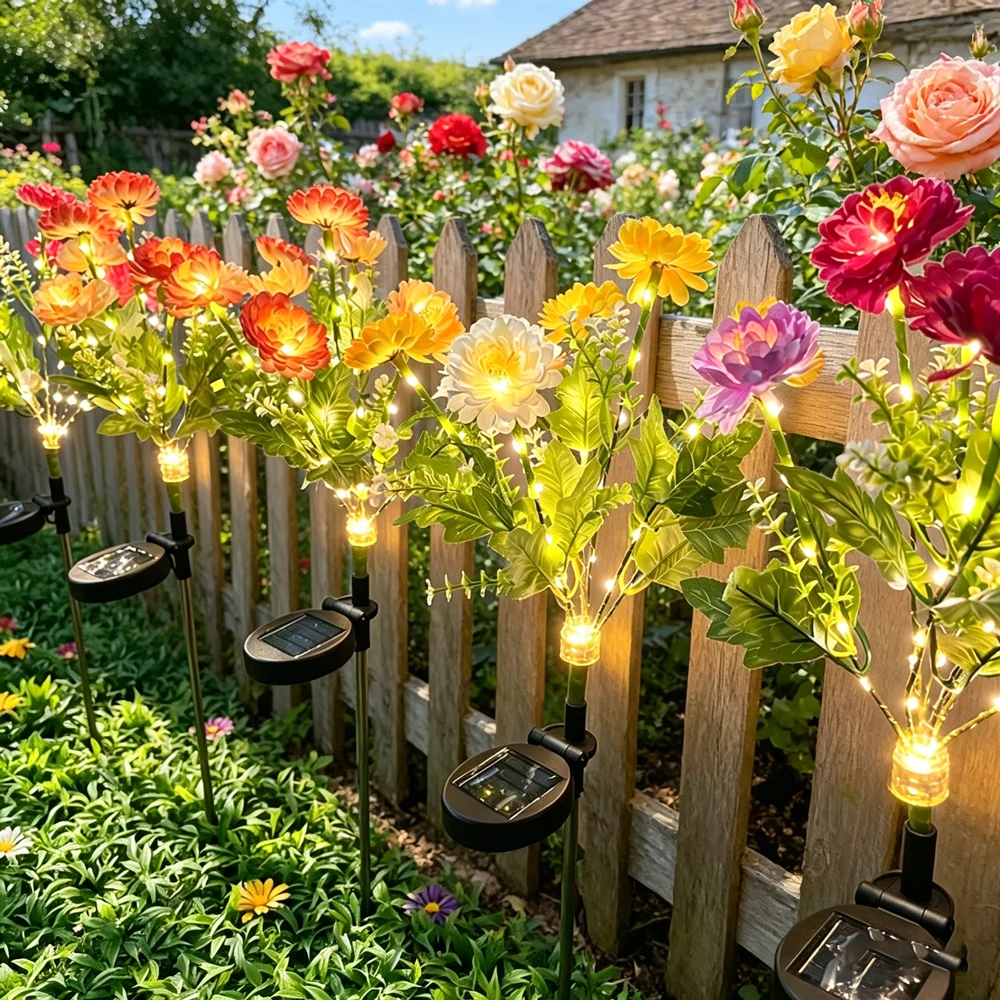 

Wedding Garden LED Simulation Snow Lotus Flower Lawn Lamp Summer Party Ramadan Home Outdoor Patio Decoration Christmas