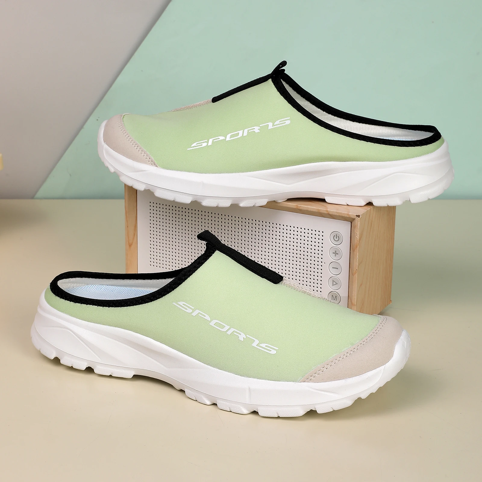 Men's Slippers, Semi Open Toe Shoes, Air Layer Mesh Breathable EVA Anti Slip Lightweight Casual Shoes, Barefoot Women's Shoes