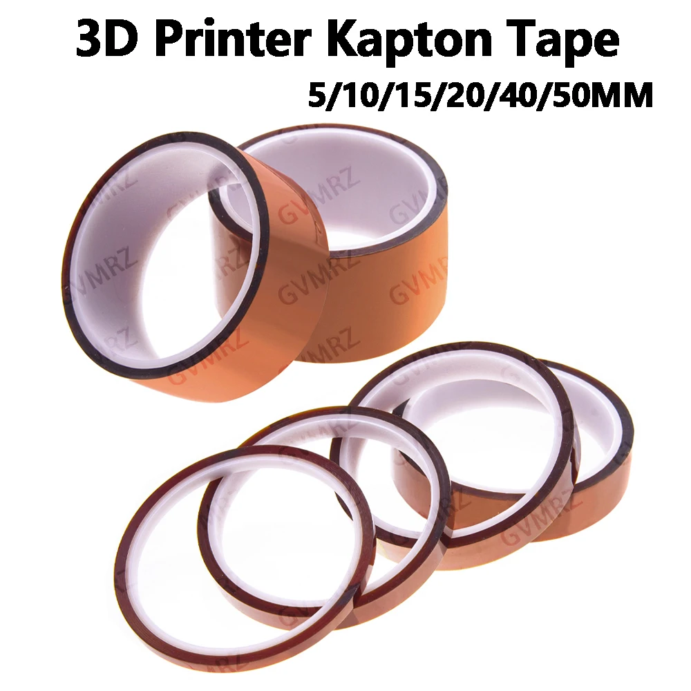 3D Printer Kapton Tape Assortment Kit 5/10/15/20/40/50MM High-Temperature Resistant Polyimide Tape for Electronics  5mm 10mm