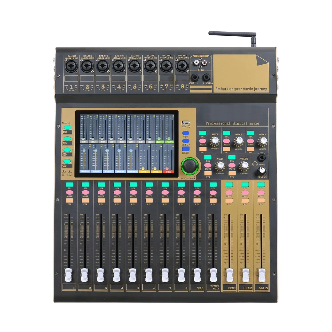 

Professional DJ Mixer Console WIFI 12 Channel 16 DSP Efffects with Touchscreen Audio Interface Recording Studio Digital Mixer