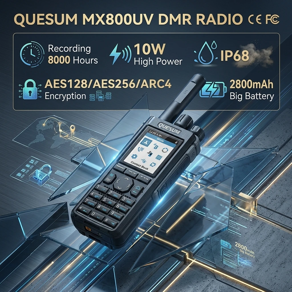 QUANSHENG DMR Digital MX-800UV Walkie Talkie Dual Band Two Way Radio High Power Professional Radio MX800