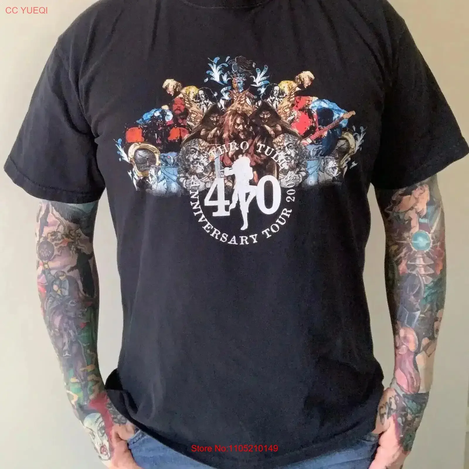 2008 JETHRO TULL 40th Anniversary Tour T Shirt Sz L AquaLung vintage Washed homme graphic fashion Comfortable streetwear